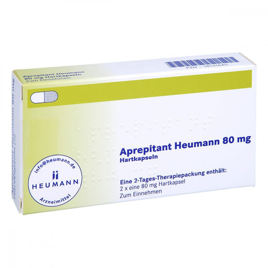 Das Produktfoto zeigt Aprepitant Heumann 80 Mg Hartkapseln (2 stk) PZN 14131645