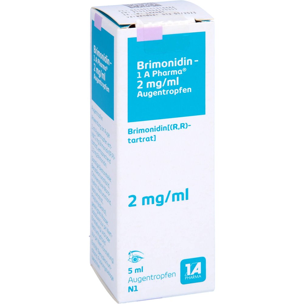 Das Produktfoto zeigt Brimonidin-1a Pharma 2 Mg/Ml Augentropfen (5 ml) PZN 14131668