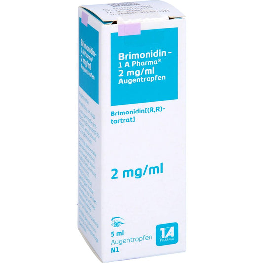 Das Produktfoto zeigt Brimonidin-1a Pharma 2 Mg/Ml Augentropfen (5 ml) PZN 14131668