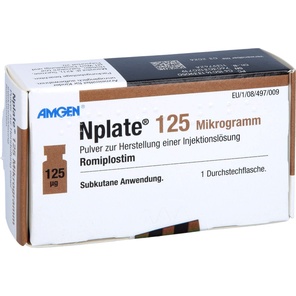 Das Produktfoto zeigt Nplate 125 Μg Pulver Z.Herst.E.Injektionslösung (1 stk) PZN 14133905