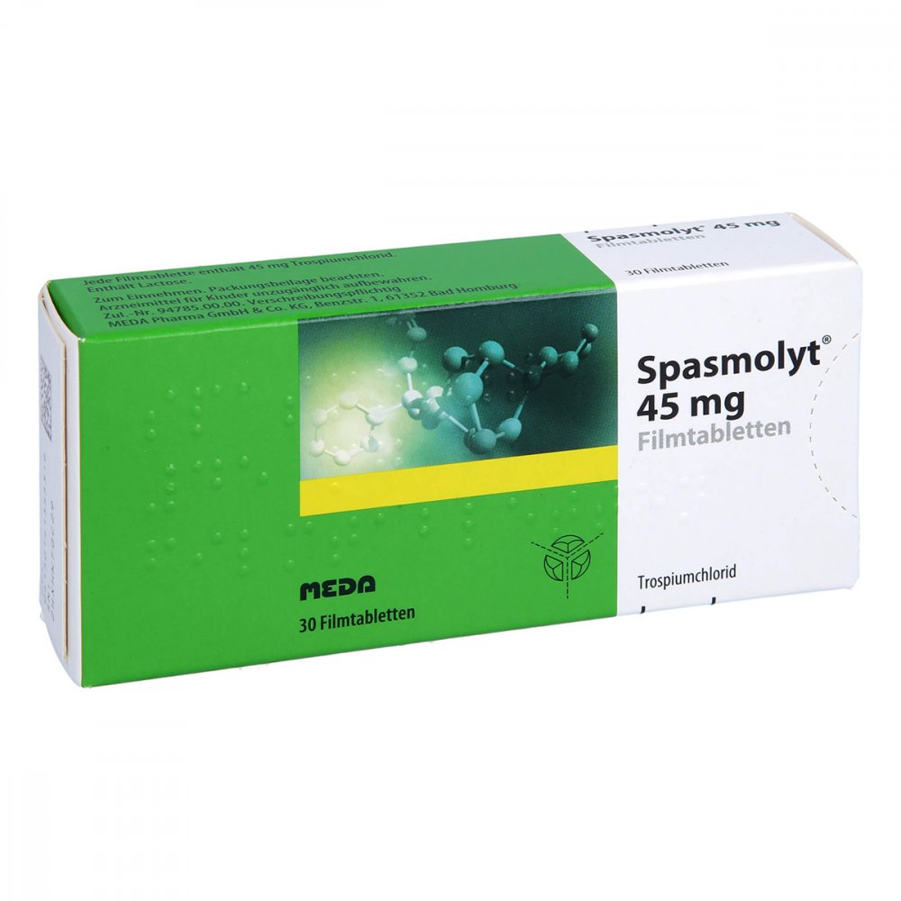 Das Produktfoto zeigt Spasmolyt 45 Mg Filmtabletten (30 stk) PZN 14135531