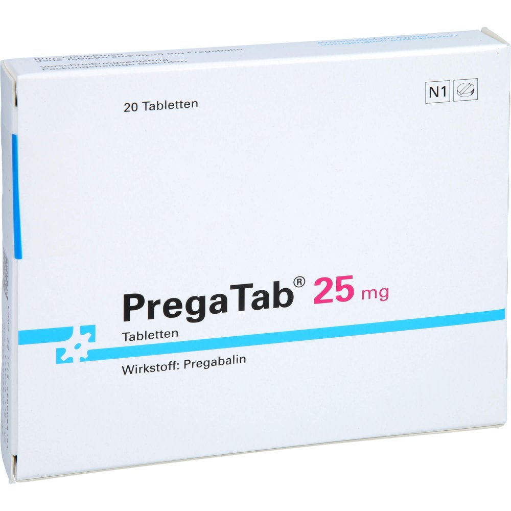 Das Produktfoto zeigt Pregatab 25 Mg Tabletten (20 stk) PZN 14135608