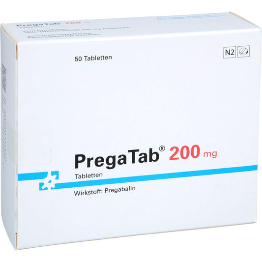 Das Produktfoto zeigt Pregatab 200 Mg Tabletten (50 stk) PZN 14135809