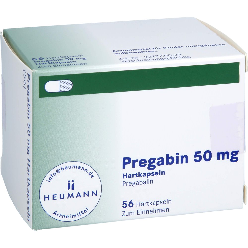 Das Produktfoto zeigt Pregabin 50 Mg Hartkapseln (56 stk) PZN 14136683