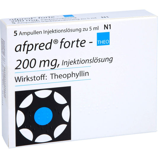 Das Produktfoto zeigt Afpred Forte-Theo 200 Mg Injektionslösung (5X5 ml) PZN 14137642