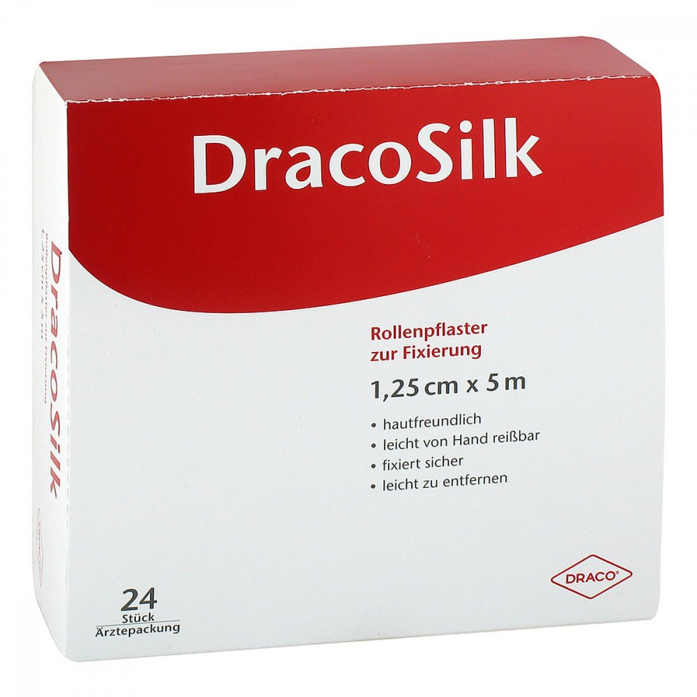 Dracosilk Rollenpflaster 1,25 Cmx5 M O.Schutzring (24 stk)