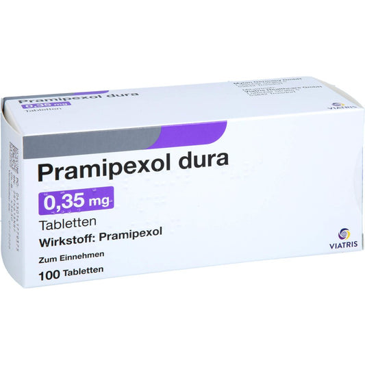 Das Produktfoto zeigt Pramipexol Dura 0,35 Mg Tabletten (100 stk) PZN 14177937