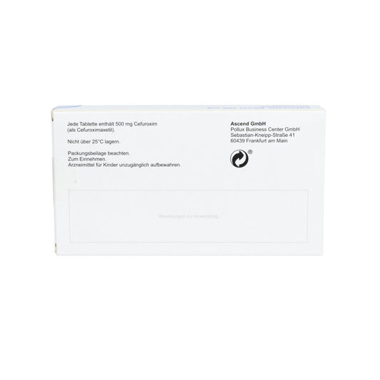 Das Produktfoto zeigt Cefuroxim Alkem 500 Mg Filmtabletten (20 stk) PZN 14184742
