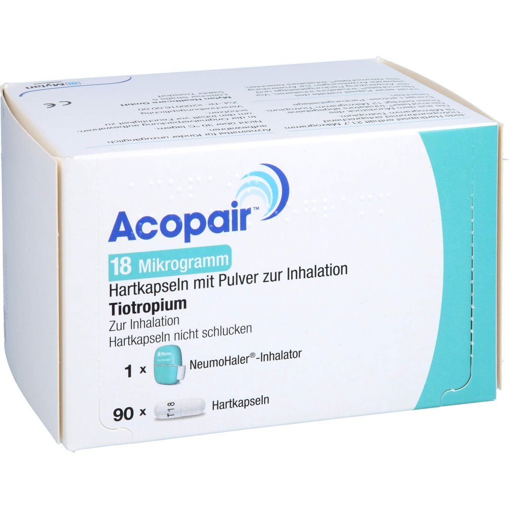 Das Produktfoto zeigt Acopair 18 Μg Hartkaps.M.Plv.Z.Inh.+Neumohaler (90 stk) PZN 14211309