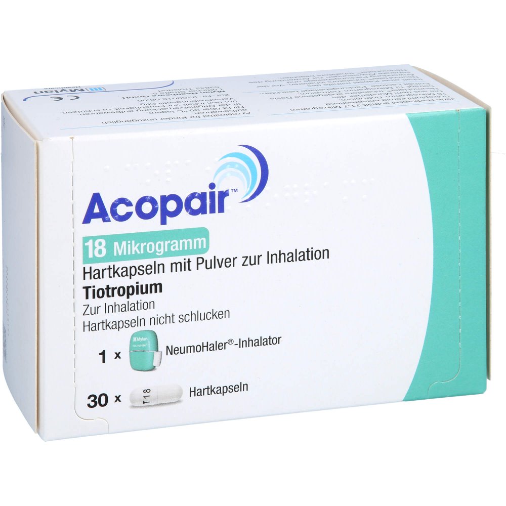 Das Produktfoto zeigt Acopair 18 Μg Hartkaps.M.Plv.Z.Inh.+Neumohaler (30 stk) PZN 14211315