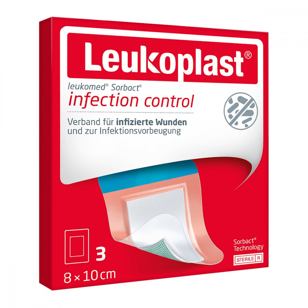 Leukoplast Leukomed Sorbact Steril 8x10 Cm (3 stk)