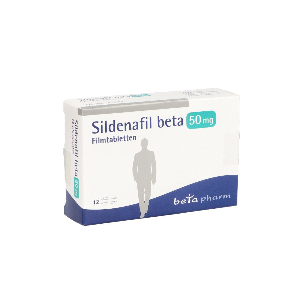 Das Produktfoto zeigt Sildenafil Beta 50 Mg Filmtabletten (12 stk) PZN 14242965