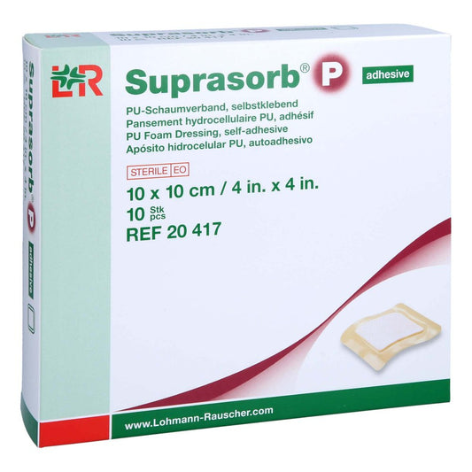 Das Produktfoto zeigt Suprasorb P Pu-Schaumv.Selbstklebend 10x10 Cm (10 stk) PZN 14258618