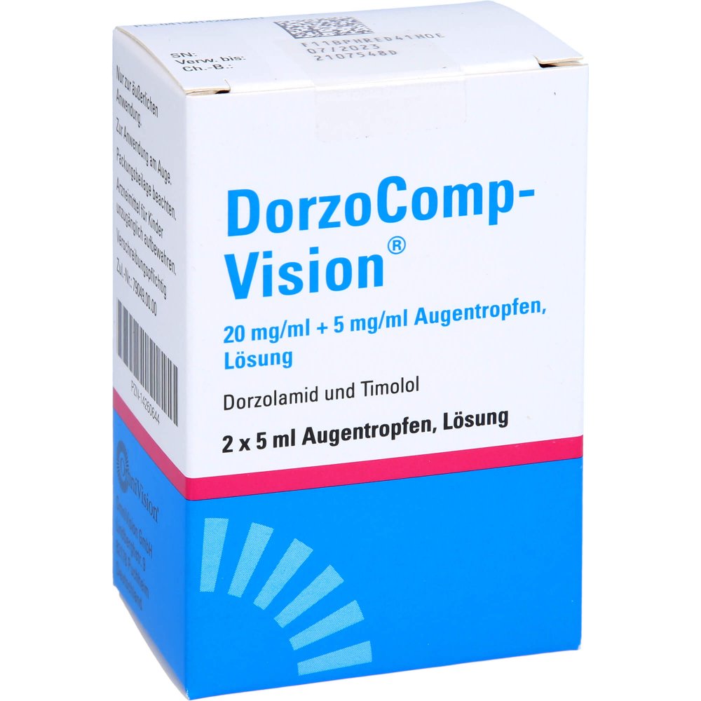 Das Produktfoto zeigt Dorzocomp-Vision 20 Mg/Ml + 5 Mg/Ml Augentropfen (2X5 ml) PZN 14260644