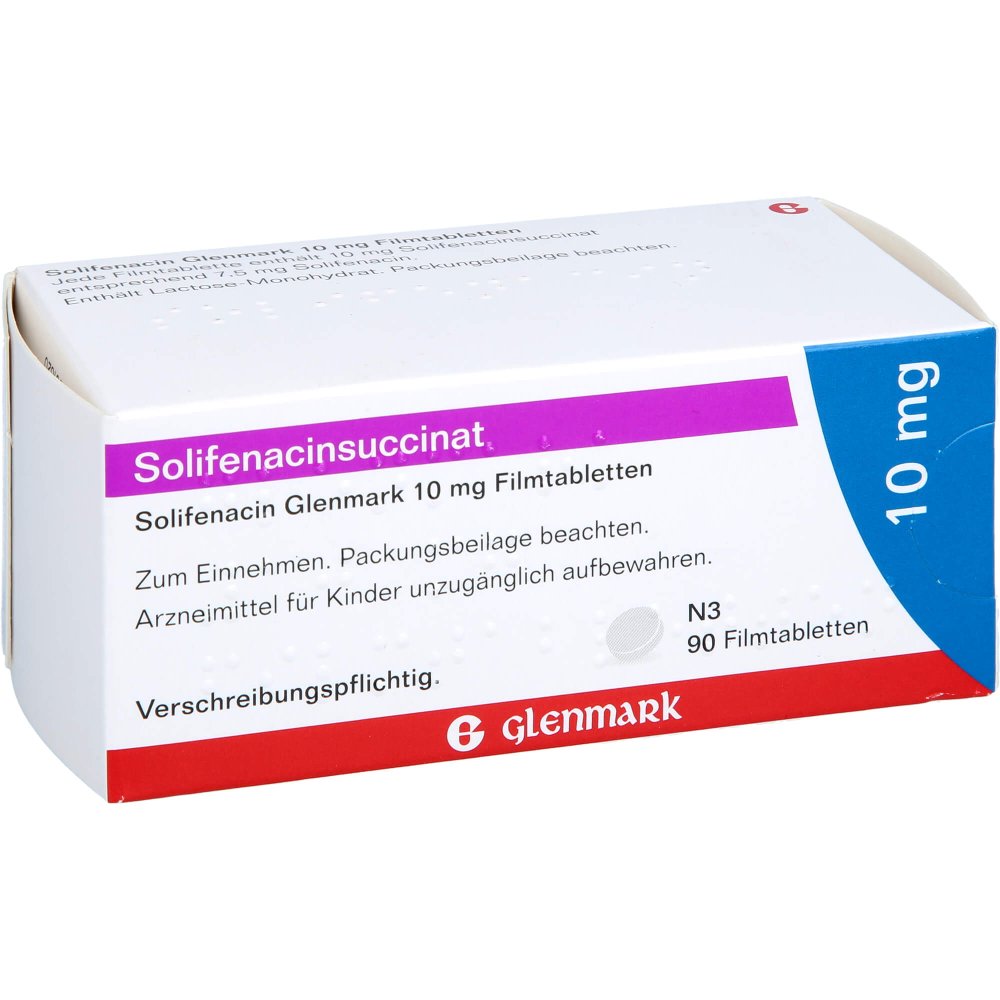 Das Produktfoto zeigt Solifenacin Glenmark 10 Mg Filmtabletten (90 stk) PZN 14266084