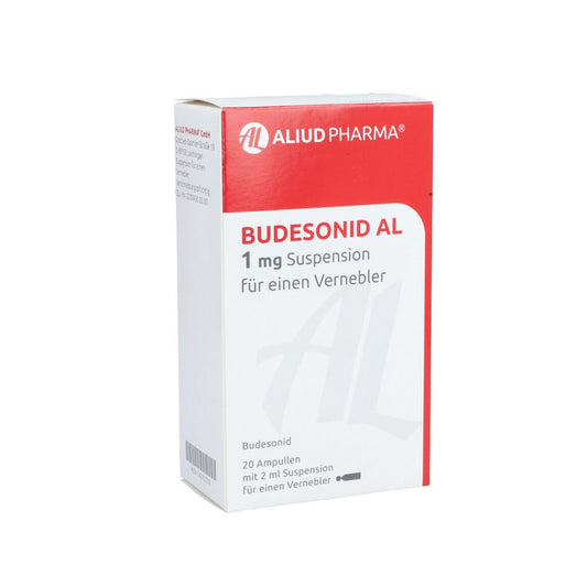 Das Produktfoto zeigt Budesonid Al 1 Mg Suspension F.Einen Vernebler (20X2 ml) PZN 14270720