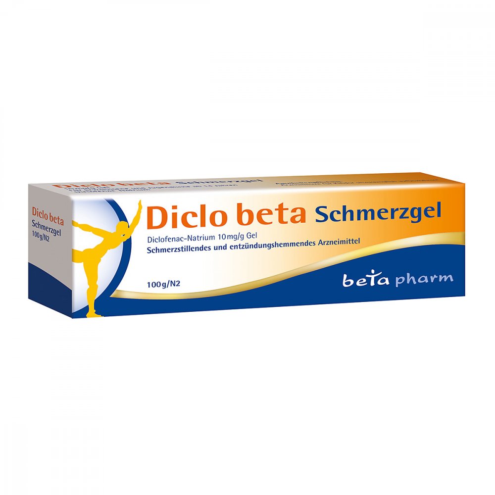 Das Produktfoto zeigt Diclo Beta Schmerzgel (100 g) PZN 14272357