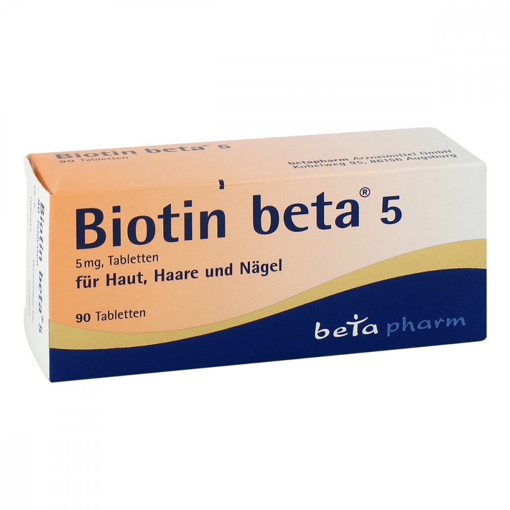 Das Produktfoto zeigt Biotin Beta 5 Tabletten (90 stk) PZN 14278466