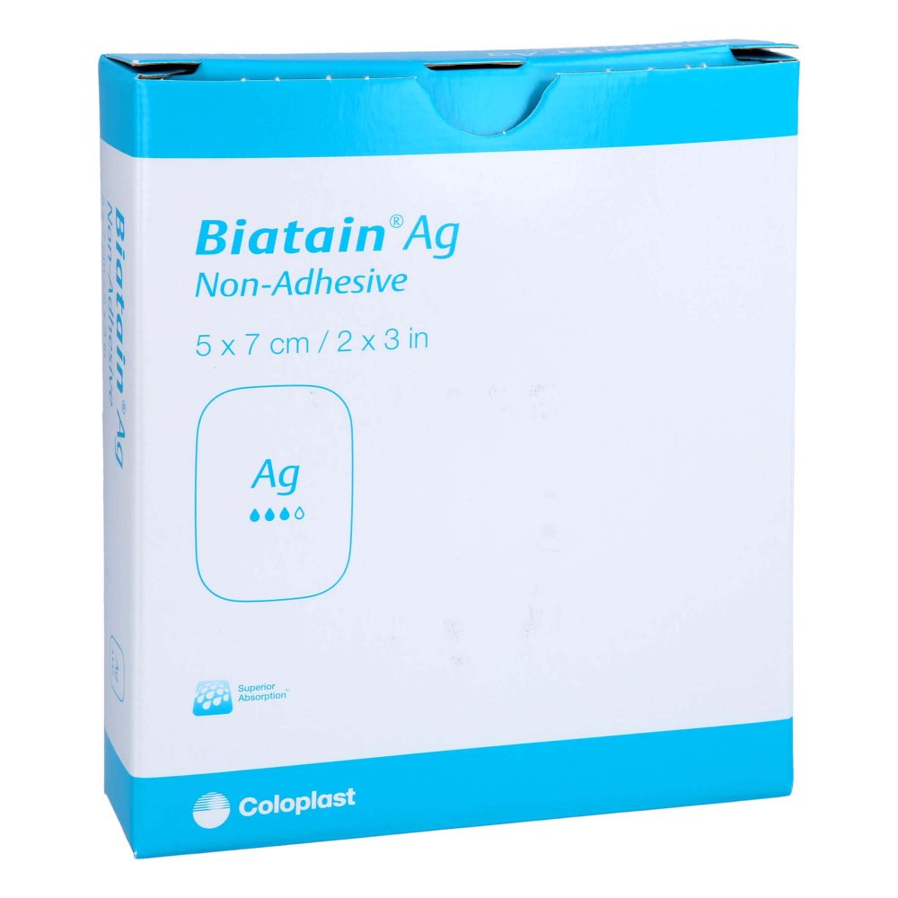Das Produktfoto zeigt Biatain Ag Schaumverband 5x7 Cm Nicht Haftend (5 stk) PZN 14278526