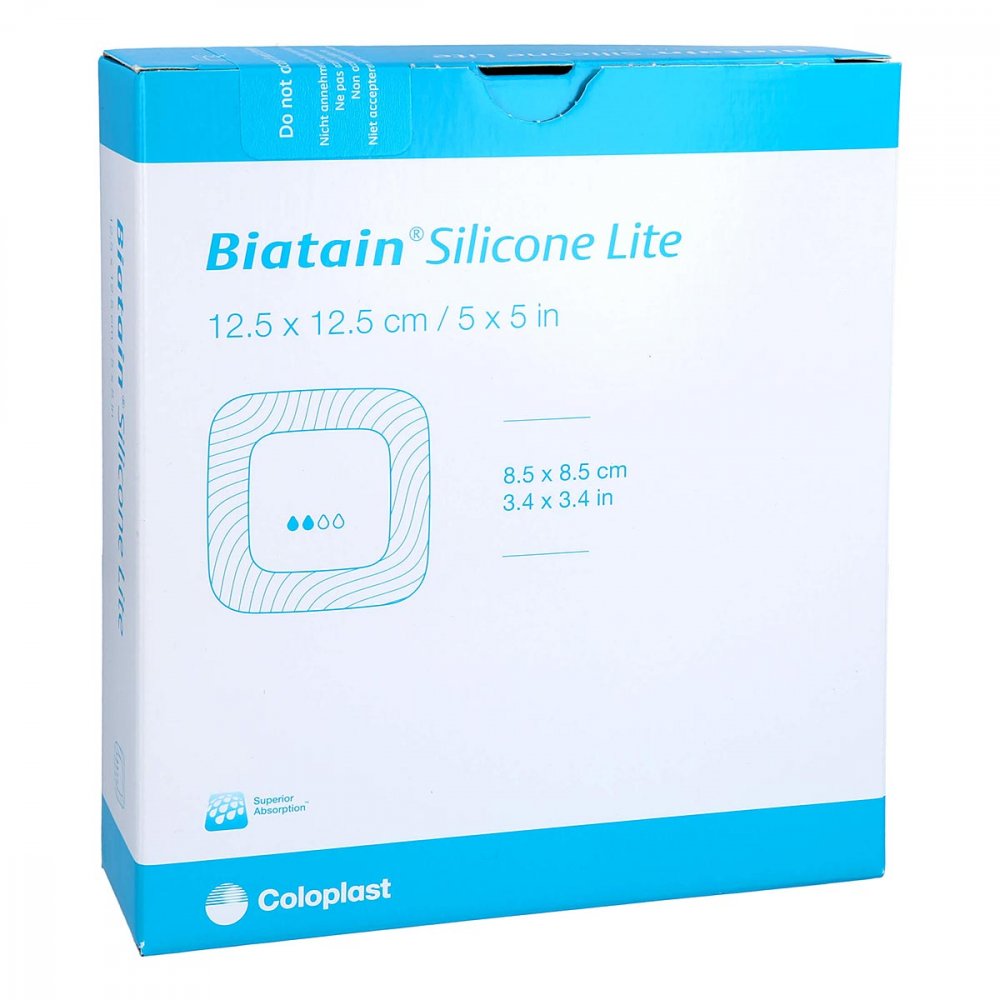 Das Produktfoto zeigt Biatain Silicone Lite Schaumverband 12,5x12,5 Cm (10 stk) PZN 14278667