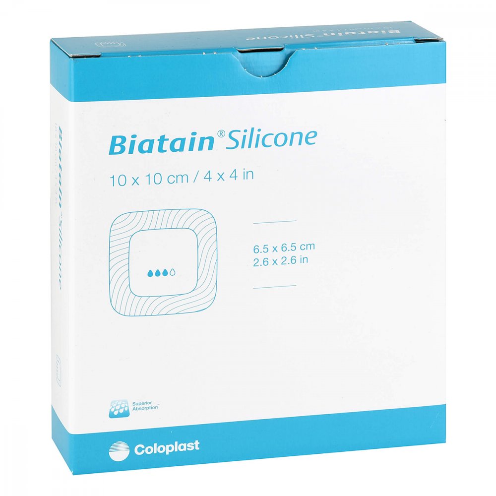 Das Produktfoto zeigt Biatain Silicone Schaumverband 10x10 Cm (10 stk) PZN 14278791