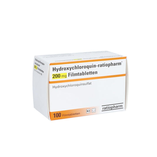 Das Produktfoto zeigt Hydroxychloroquin-Ratiopharm 200 Mg Filmtabletten (100 stk) PZN 14285526