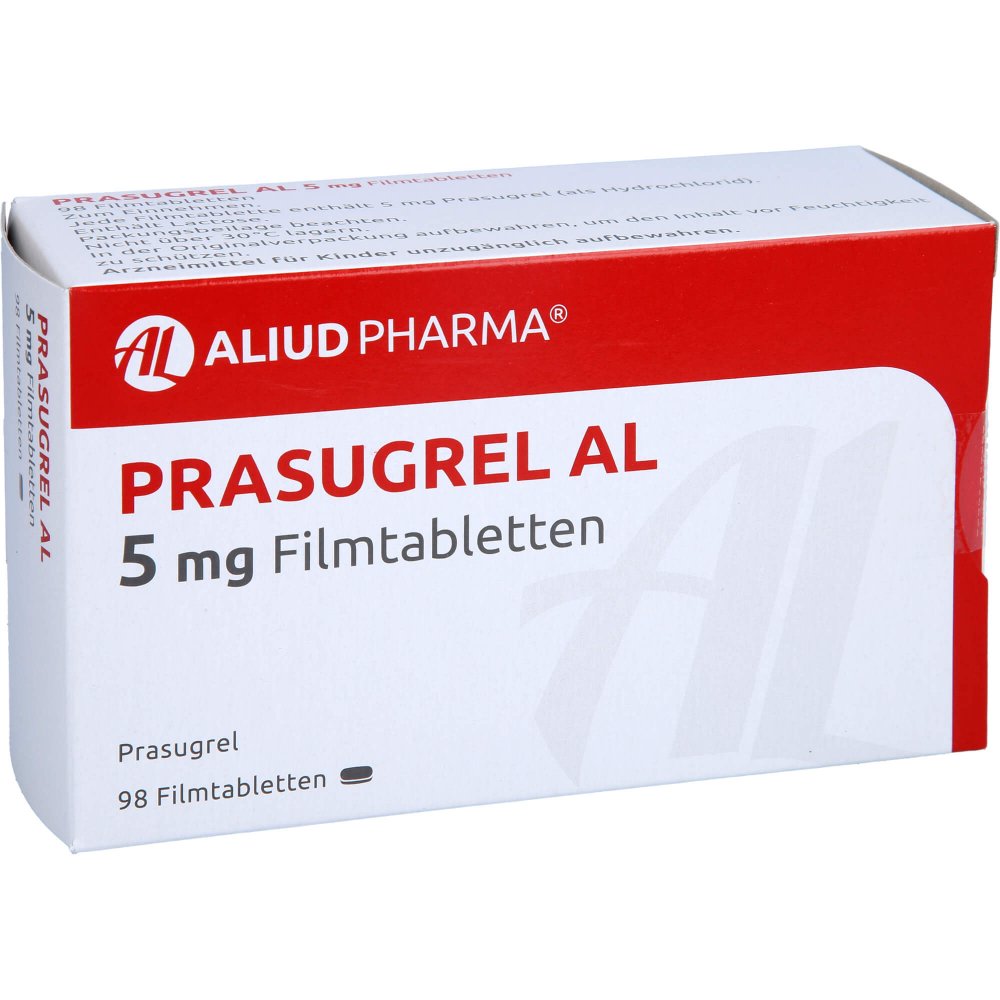 Das Produktfoto zeigt Prasugrel Al 5 Mg Filmtabletten (98 stk) PZN 14286543