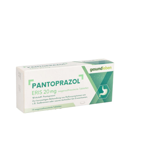 Das Produktfoto zeigt Pantoprazol Eris 20 Mg Magensaftres.Tabletten (14 stk) PZN 14289464