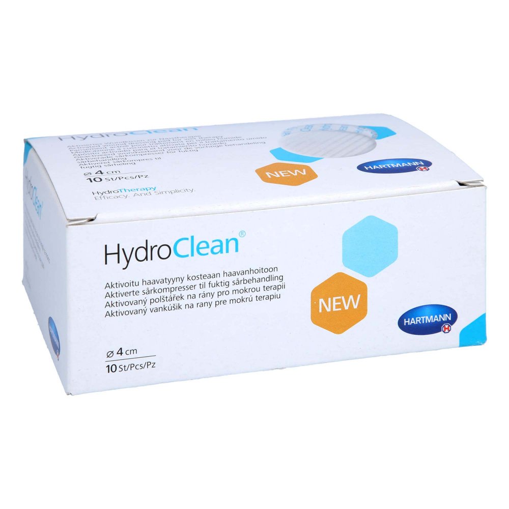Das Produktfoto zeigt Hydroclean Kompressen 4 Cm Rund Steril (10 stk) PZN 14289731