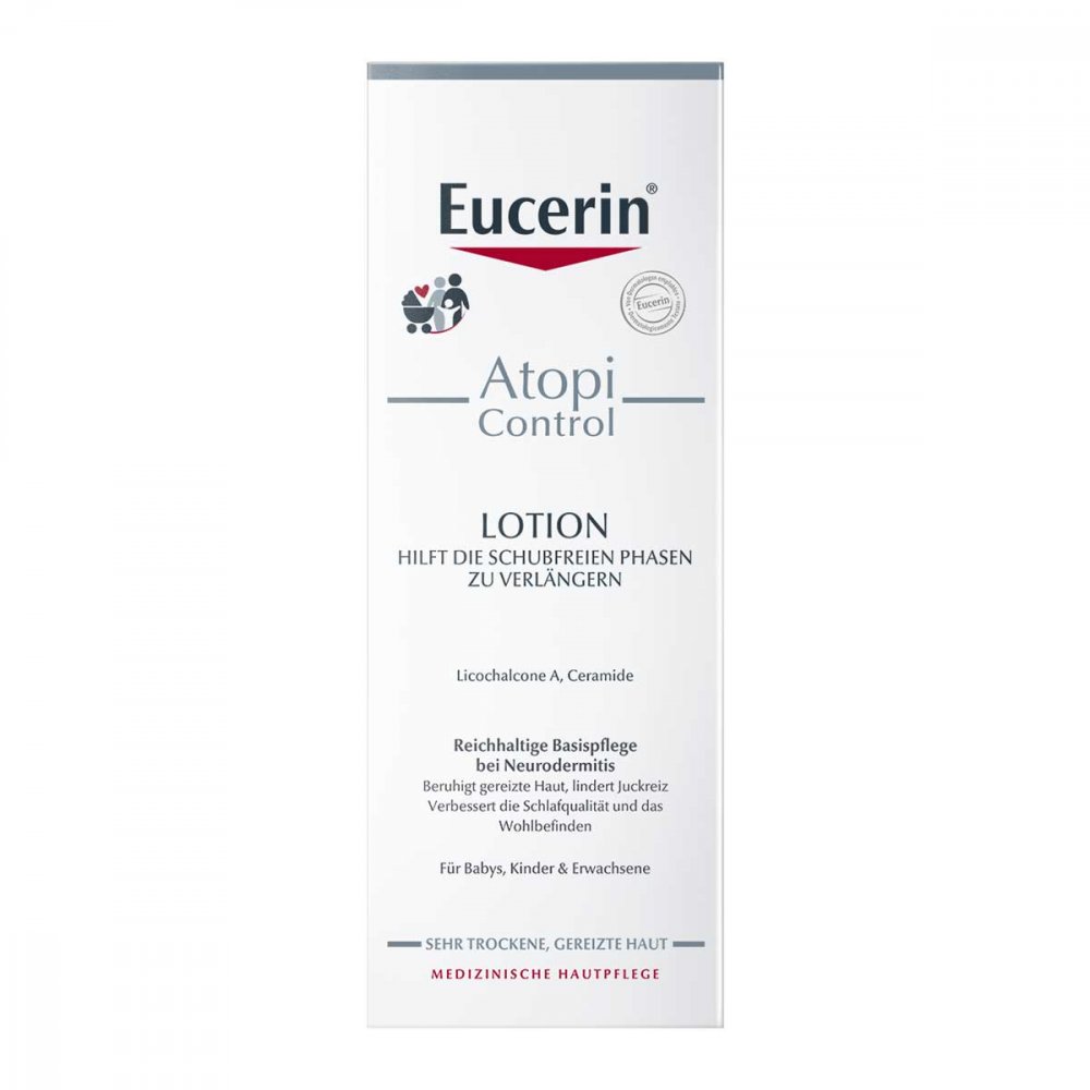 Das Produktfoto zeigt Eucerin Atopicontrol Lotion Promogröße (250 ml) PZN 14290906