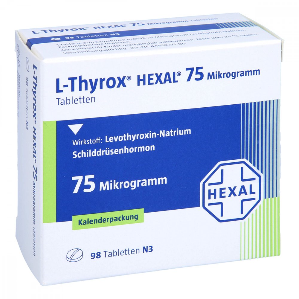 L-Thyrox Hexal 75 Mikrogramm Tabl.I.Kalenderpack. (98 stk)