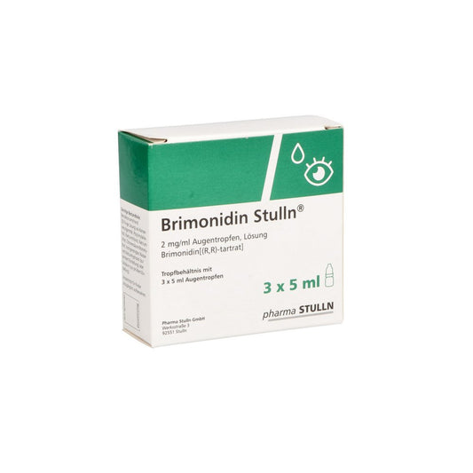 Das Produktfoto zeigt Brimonidin Stulln 2 Mg/Ml Augentropfen (3X5 ml) PZN 14300987