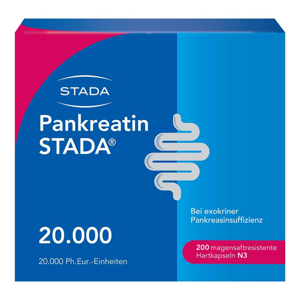 Das Produktfoto zeigt Pankreatin Stada 20.000 Magensaftres.Hartkapseln (200 stk) PZN 14307771