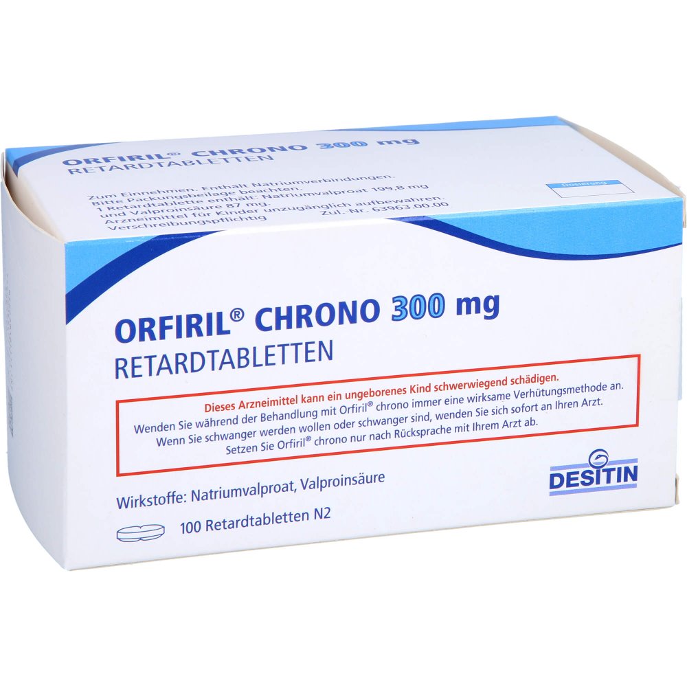 Das Produktfoto zeigt Orfiril Chrono 300 Mg Retardtabletten (100 stk) PZN 14308084
