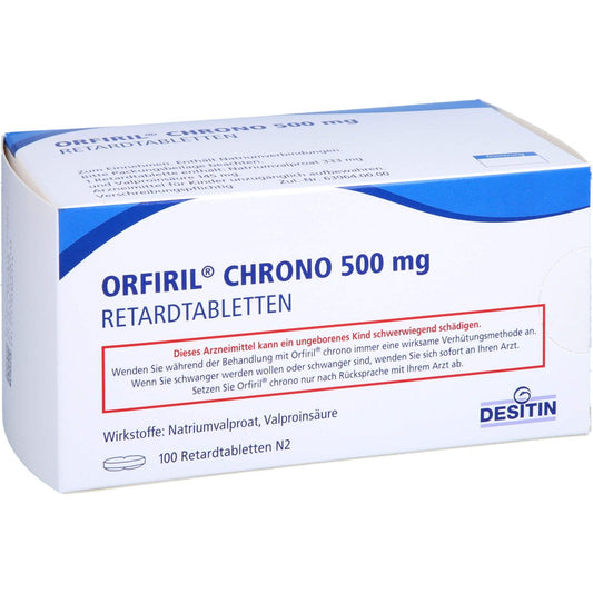 Das Produktfoto zeigt Orfiril Chrono 500 Mg Retardtabletten (100 stk) PZN 14308115