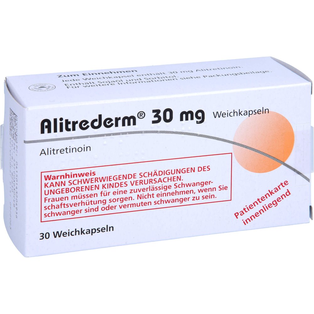 Das Produktfoto zeigt Alitrederm 30 Mg Weichkapseln (30 stk) PZN 14320493
