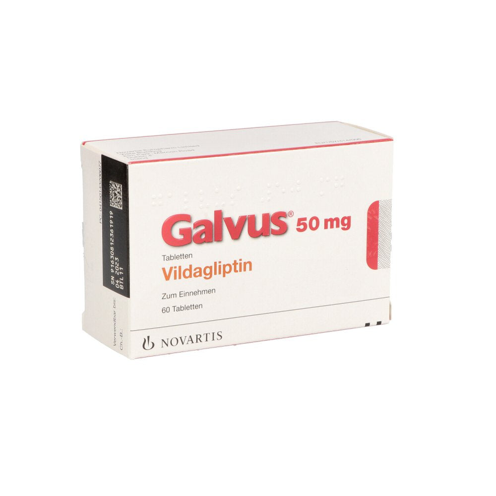 Das Produktfoto zeigt Galvus 50 Mg Tabletten (60 stk) PZN 14320607