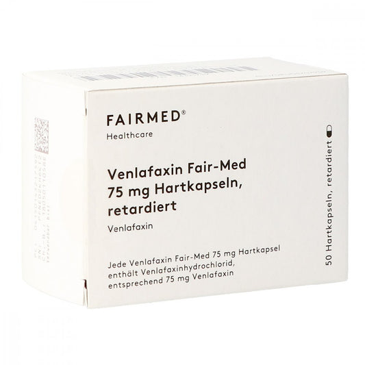 Das Produktfoto zeigt Venlafaxin Fair-Med 75 Mg Hartkapseln Retardiert (50 stk) PZN 14321759