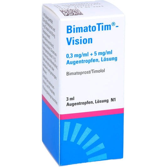 Das Produktfoto zeigt Bimatotim-Vision 0,3 Mg/Ml + 5 Mg/Ml Augentr.Lsg. (3 ml) PZN 14329146