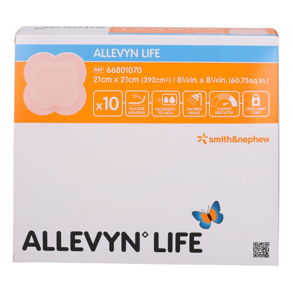 Das Produktfoto zeigt Allevyn Life 21x21 Cm Silikonschaumverband (10 stk) PZN 14329554
