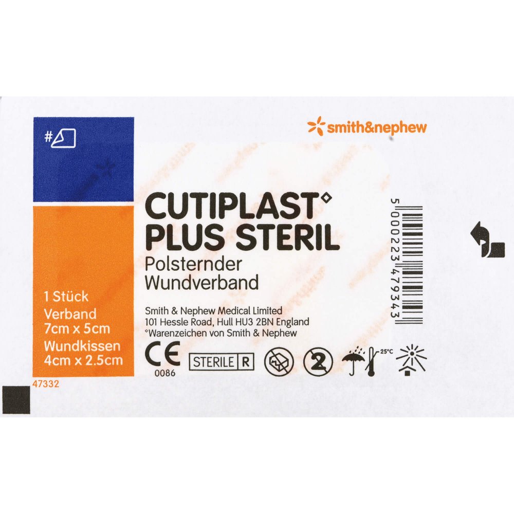 Das Produktfoto zeigt Cutiplast Plus Steril 5x7 Cm Verband (110 stk) PZN 14329577