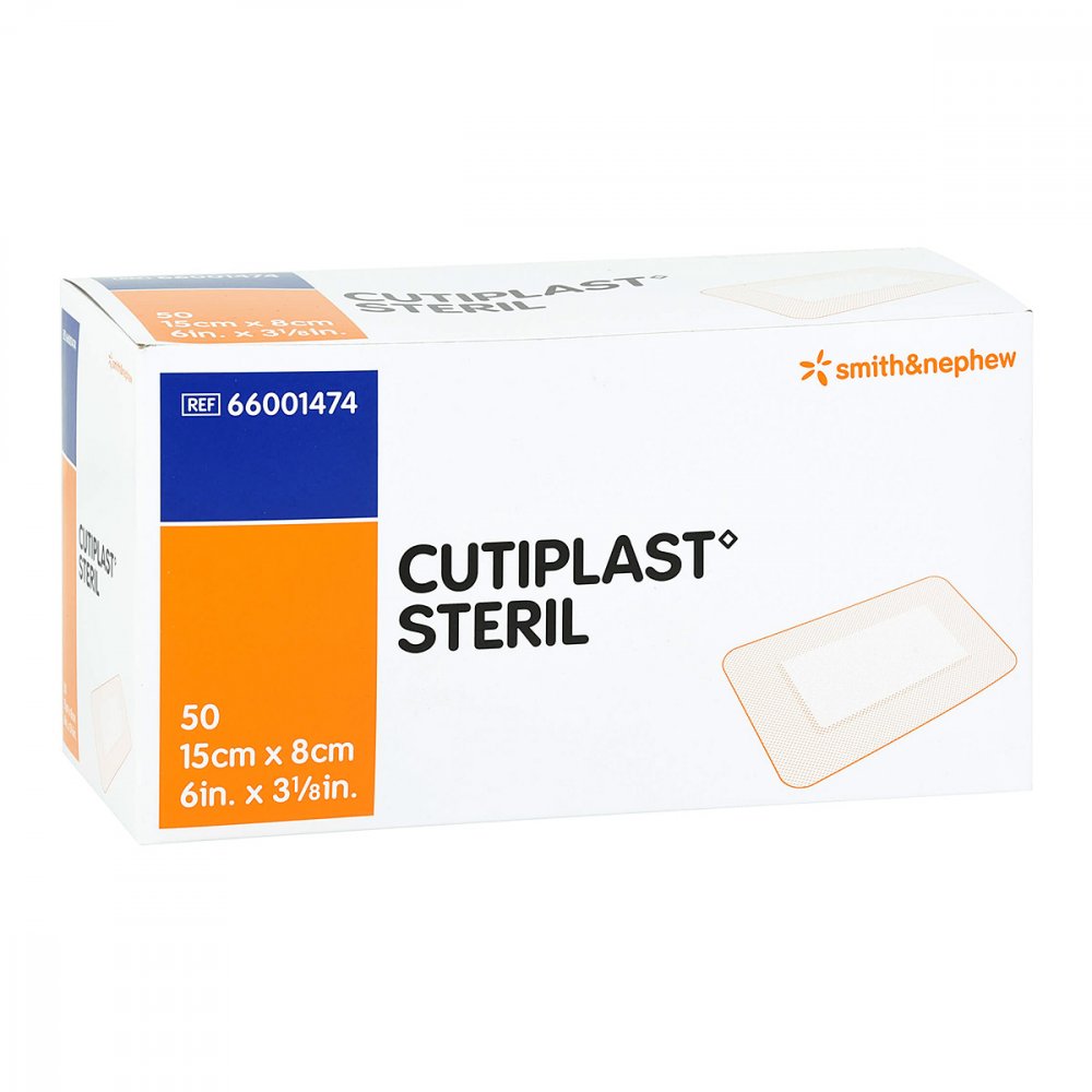 Das Produktfoto zeigt Cutiplast Steril Wundverband 8x15 Cm (50 stk) PZN 14329749