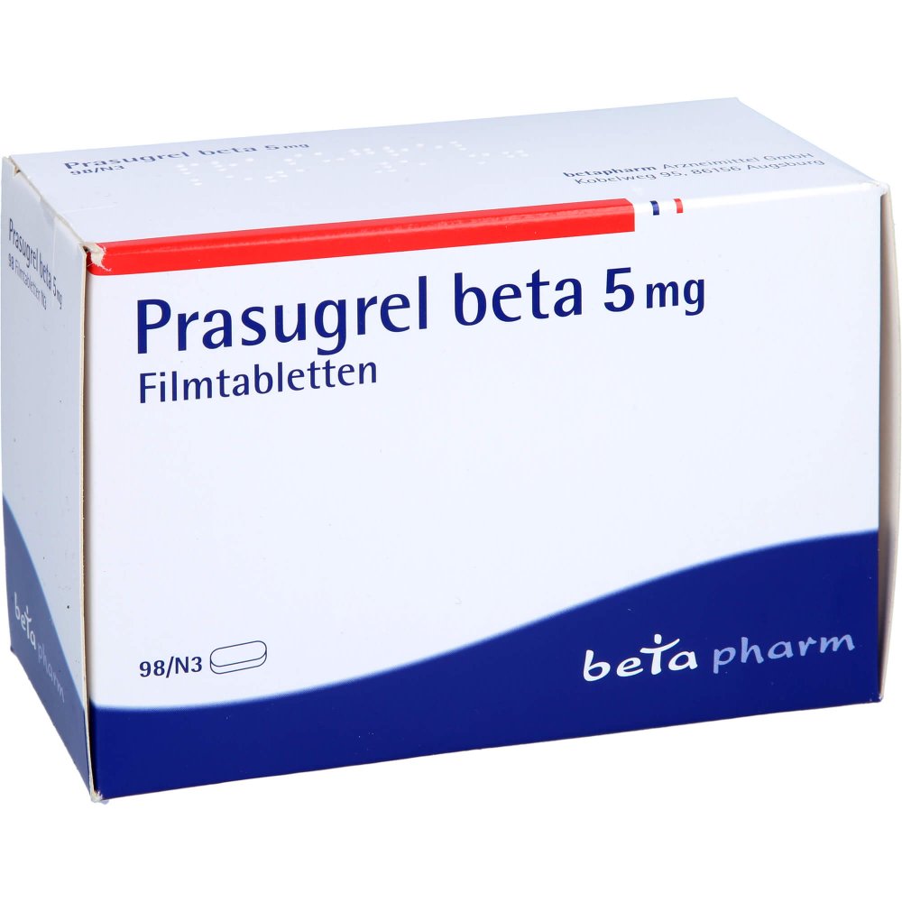 Das Produktfoto zeigt Prasugrel Beta 5 Mg Filmtabletten (98 stk) PZN 14330847