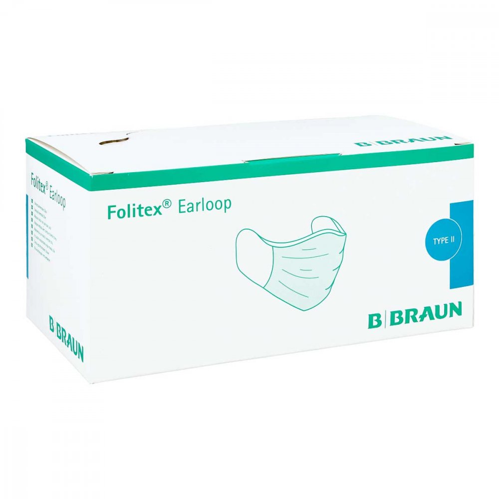 Das Produktfoto zeigt Folitex Earloop Gesichtsmaske Typ Ii Blau (1 Pck) PZN 14332680