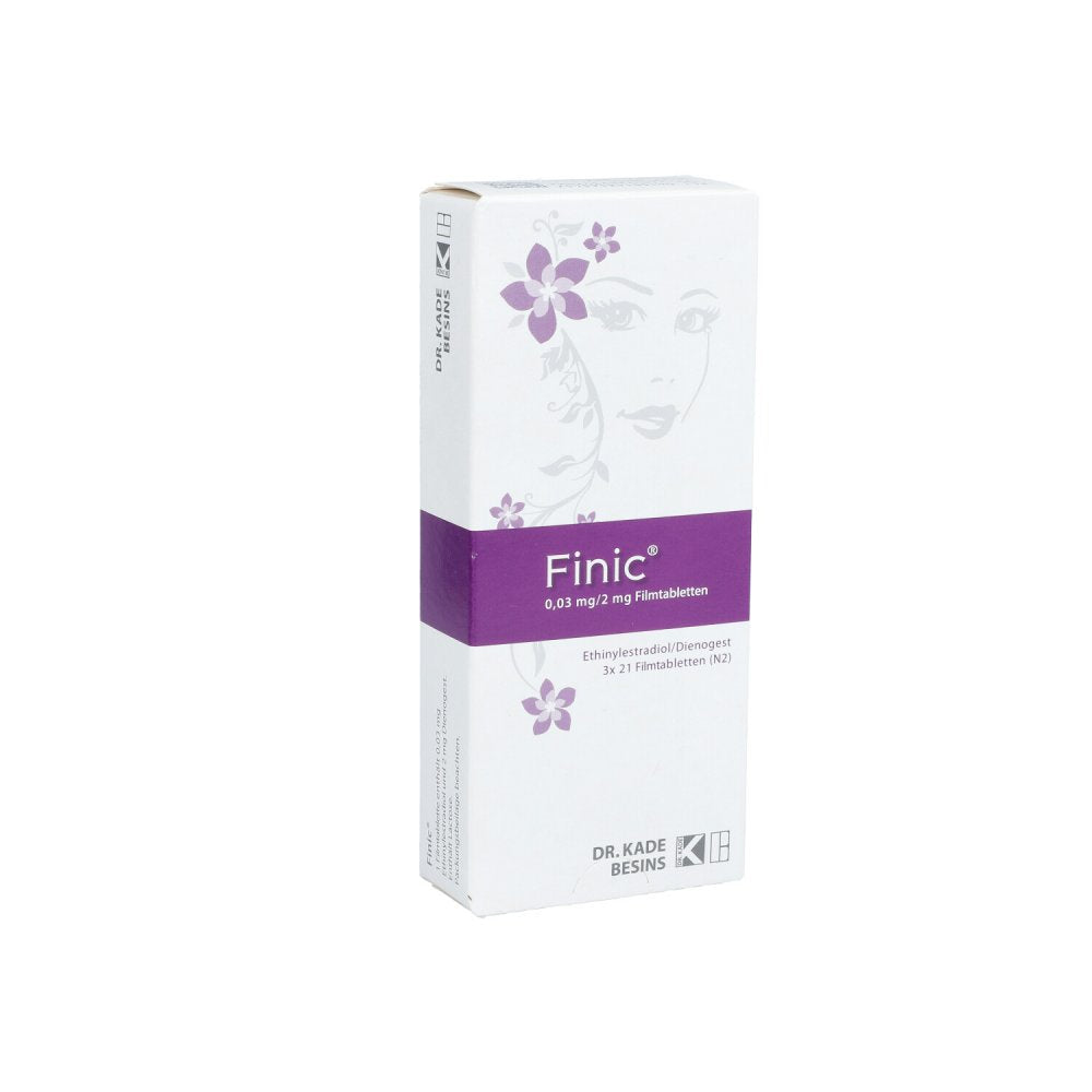 Das Produktfoto zeigt Finic 0,03 Mg/2 Mg Filmtabletten (63 stk) PZN 14356545