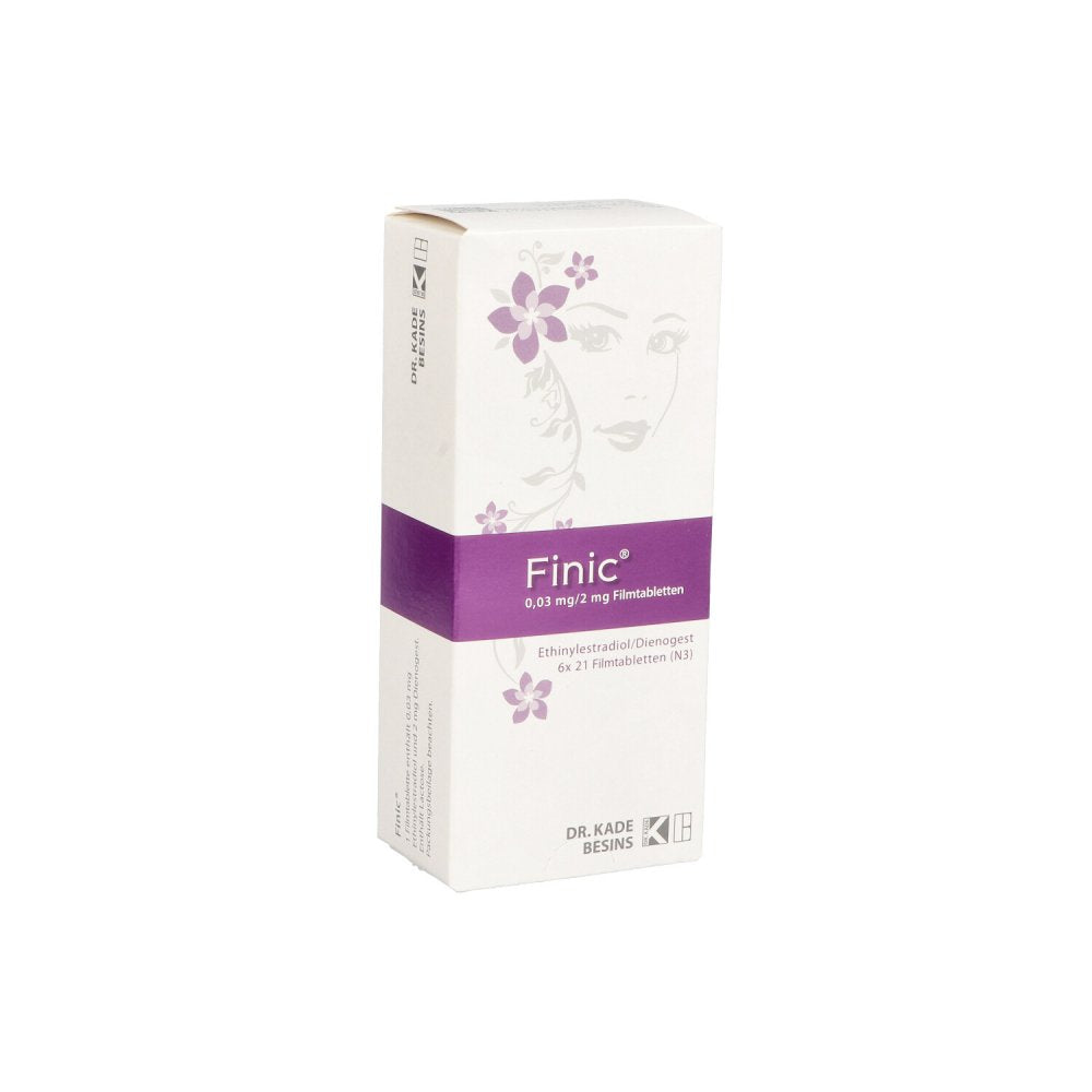 Das Produktfoto zeigt Finic 0,03 Mg/2 Mg Filmtabletten (126 stk) PZN 14356574