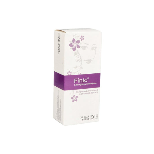 Das Produktfoto zeigt Finic 0,03 Mg/2 Mg Filmtabletten (126 stk) PZN 14356574