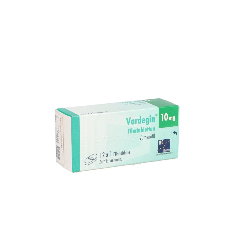 Das Produktfoto zeigt Vardegin 10 Mg Filmtabletten (12 stk) PZN 14360653