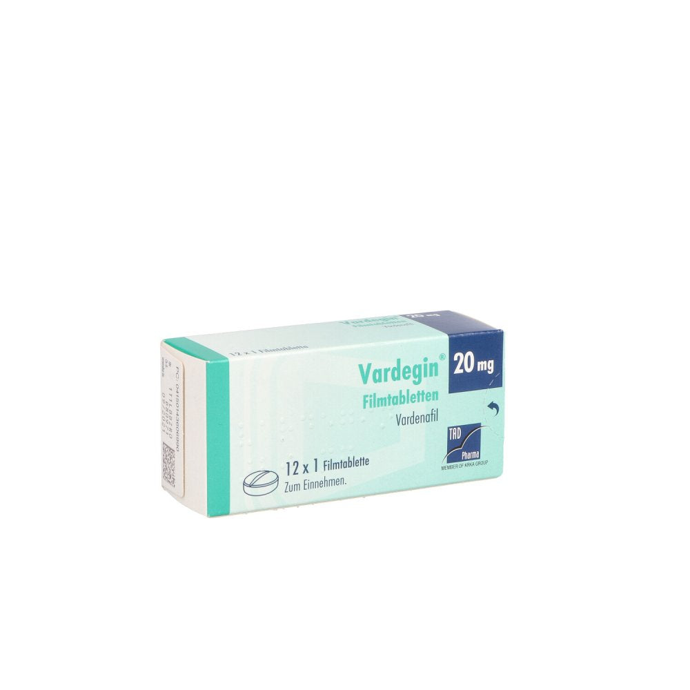 Das Produktfoto zeigt Vardegin 20 Mg Filmtabletten (12 stk) PZN 14360699