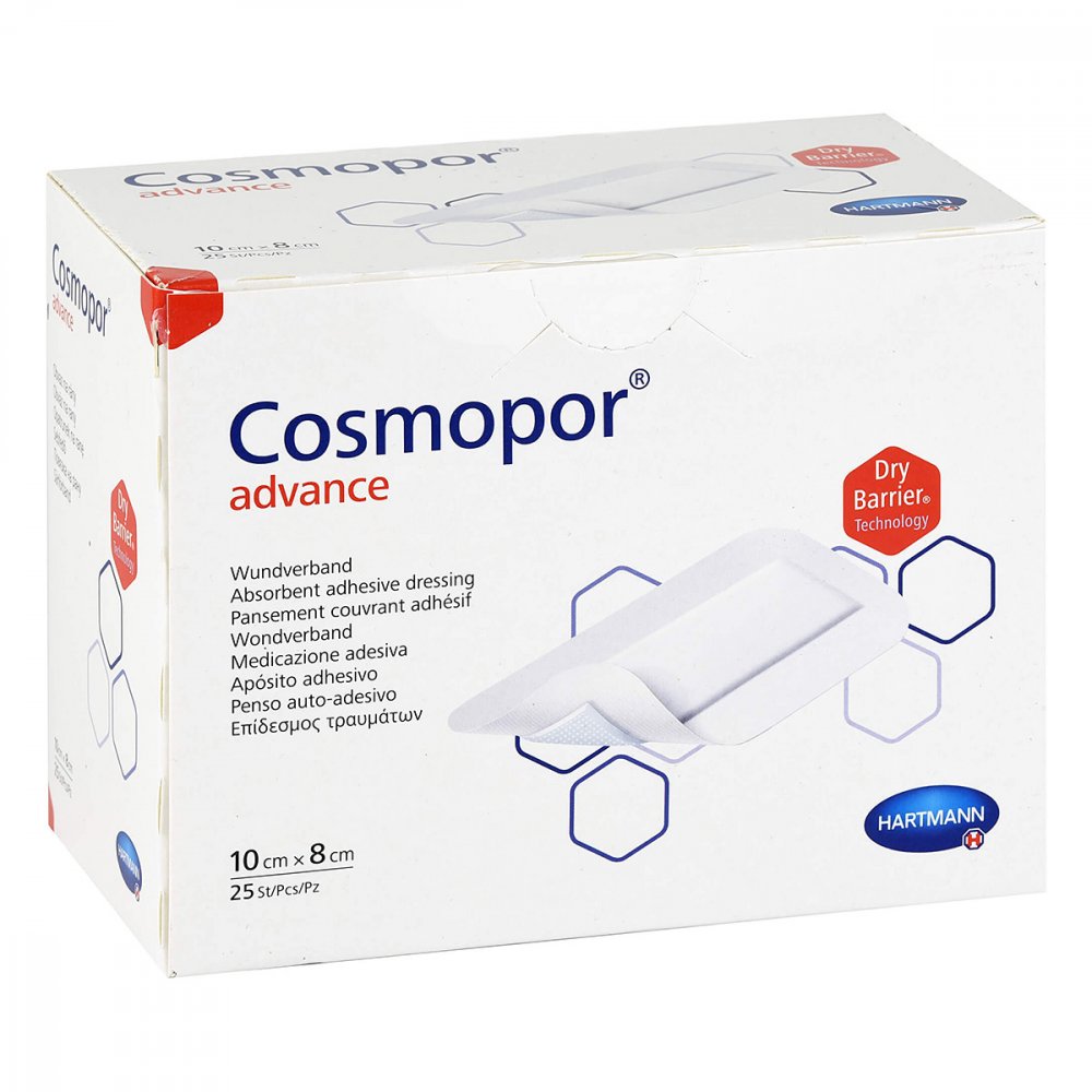 Das Produktfoto zeigt Cosmopor Advance Wundverband 8x10 Cm (25 stk) PZN 14374247